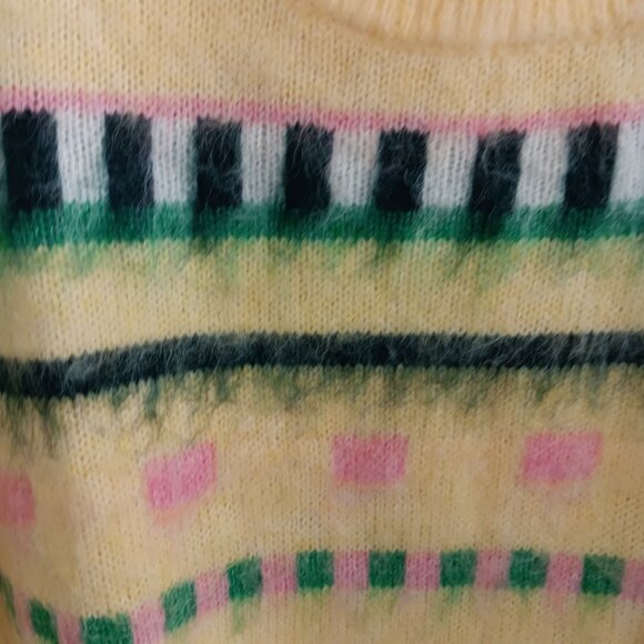 by Stacy London Patterned Crew Neck Cozy Sweater - Lemon Sz XL a670718 - Picture 3 of 6